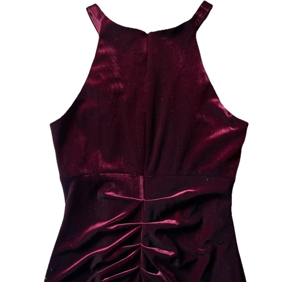 NEW Betsy & Adam Lucille Sleeveless Keyhole Velvet Maxi Dress Gown Burgundy
